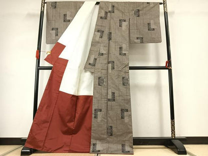 平和屋着物●本場大島紬　9マルキ　色紙重ね文　正絹　逸品　AABJ4757fy