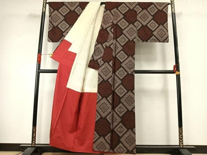 平和屋着物●本場大島紬　龍郷絣　正絹　逸品　AABJ4758fy