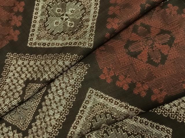 平和屋着物●本場大島紬　龍郷絣　正絹　逸品　AABJ4758fy