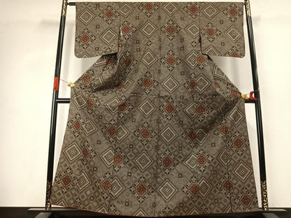 平和屋着物●本場大島紬　龍郷絣　正絹　逸品　AABJ4759fy