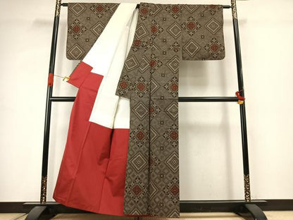 平和屋着物●本場大島紬　龍郷絣　正絹　逸品　AABJ4759fy