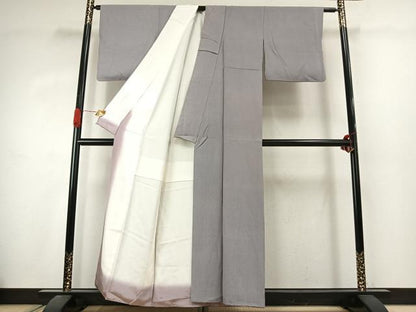平和屋着物●伝統工芸士 砂川健一　江戸小紋　万筋　紫色×灰色　正絹　逸品　AABJ4763fy