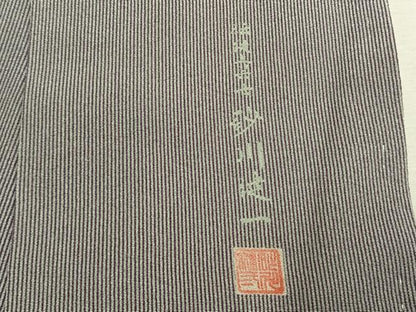 平和屋着物●伝統工芸士 砂川健一　江戸小紋　万筋　紫色×灰色　正絹　逸品　AABJ4763fy