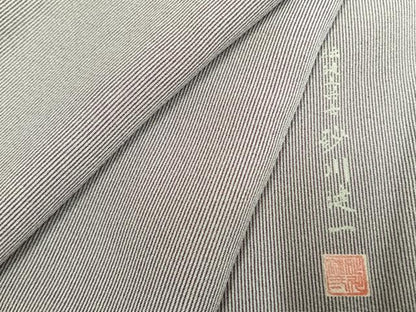 平和屋着物●伝統工芸士 砂川健一　江戸小紋　万筋　紫色×灰色　正絹　逸品　AABJ4763fy