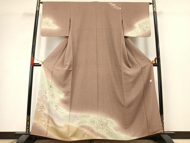 平和屋着物●訪問着　作家物　辻が花　草花文　暈し染め　正絹　逸品　AABJ4766fy