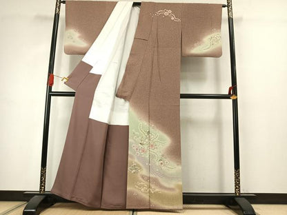 平和屋着物●訪問着　作家物　辻が花　草花文　暈し染め　正絹　逸品　AABJ4766fy