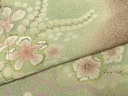 平和屋着物●訪問着　作家物　辻が花　草花文　暈し染め　正絹　逸品　AABJ4766fy