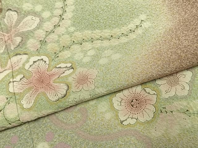平和屋着物●訪問着　作家物　辻が花　草花文　暈し染め　正絹　逸品　AABJ4766fy