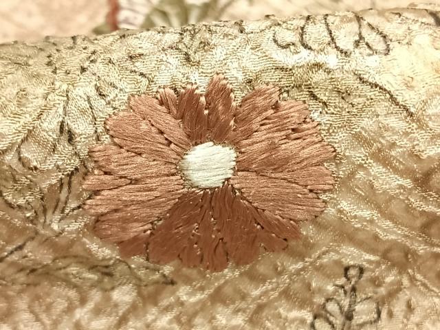 平和屋着物●訪問着　手描き　総刺繍　絞り　花蝶文　金糸　正絹　逸品　AABJ4768fy