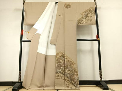 平和屋着物●訪問着　作家物　絞り　辻が花　暈し染め　ロング丈　正絹　逸品　AABJ4772fy