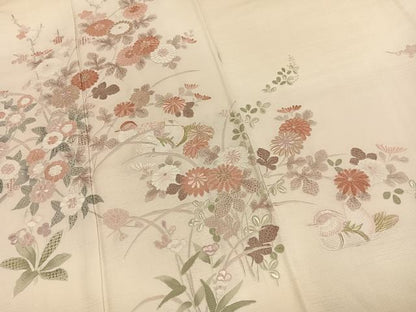 平和屋着物●訪問着　中国三大刺繍　汕頭刺繍　スワトウ刺繍　総刺繍　花鳥文　正絹　逸品　AABJ4773fy
