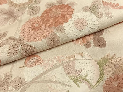 平和屋着物●訪問着　中国三大刺繍　汕頭刺繍　スワトウ刺繍　総刺繍　花鳥文　正絹　逸品　AABJ4773fy