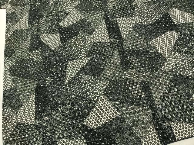 平和屋着物●上質な小紋　切嵌文　黒地　正絹　逸品　AABJ4776fy