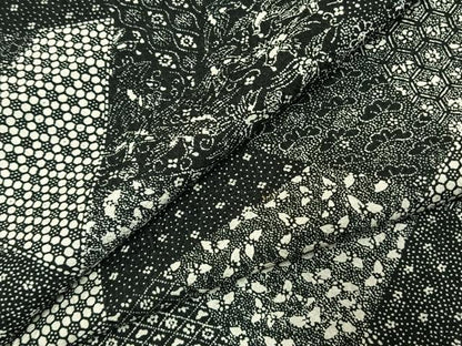 平和屋着物●上質な小紋　切嵌文　黒地　正絹　逸品　AABJ4776fy