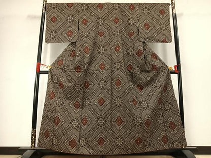 平和屋着物●本場大島紬　龍郷絣　正絹　逸品　AABJ4779fy