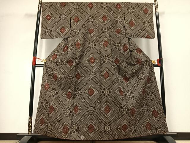 平和屋着物●本場大島紬　龍郷絣　正絹　逸品　AABJ4779fy