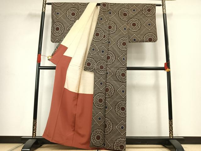 平和屋着物●本場大島紬　龍郷絣　正絹　逸品　AABJ4780fy