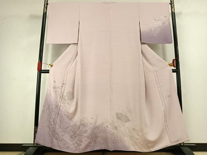 平和屋着物●訪問着　中国三大刺繍　汕頭刺繍　スワトウ刺繍　総刺繍　花鳥文　暈し染め　銀糸　ほていや扱い　正絹　逸品　AABJ4781fy