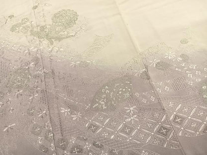 平和屋着物●訪問着　中国三大刺繍　汕頭刺繍　スワトウ刺繍　総刺繍　花鳥文　暈し染め　銀糸　ほていや扱い　正絹　逸品　AABJ4781fy
