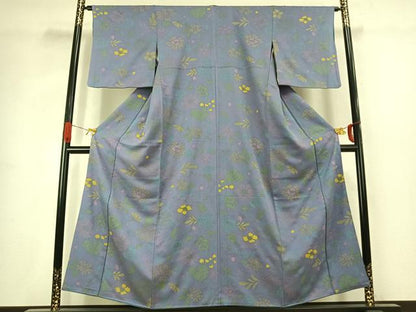 平和屋着物●上質な小紋　草花文　正絹　逸品　AABJ4782fy