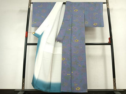平和屋着物●上質な小紋　草花文　正絹　逸品　AABJ4782fy