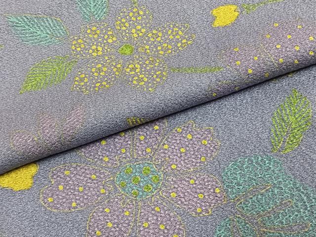 平和屋着物●上質な小紋　草花文　正絹　逸品　AABJ4782fy
