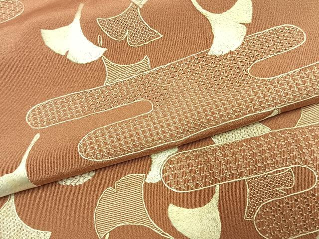 平和屋着物●訪問着　中国三大刺繍　汕頭刺繍　スワトウ刺繍　蘇州刺繍　総刺繍　銀杏　暈し染め　正絹　逸品　AABJ4783fy
