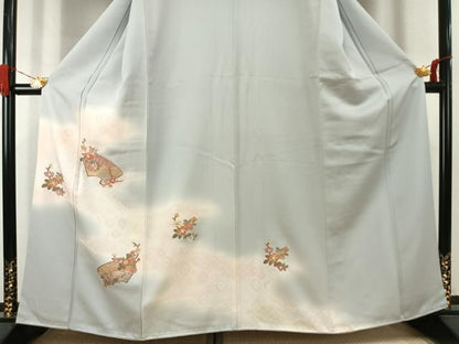 平和屋着物●訪問着　中国三大刺繍　汕頭刺繍　スワトウ刺繍　総刺繍　地紙花文　暈し染め　正絹　逸品　AABJ4785fy