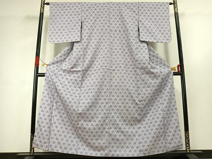 平和屋着物●上質な紬　幾何学文様　正絹　逸品　AABJ4786fy