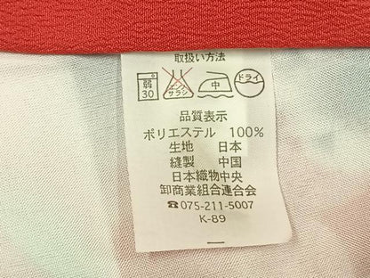 平和屋着物●小振袖　二尺袖　雪輪花文　洗える着物　未使用　AABJ4788fy