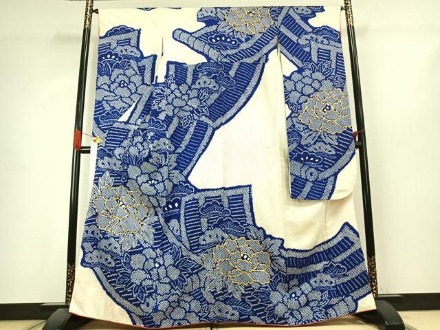 豪華振袖 駒刺繍 絞り 草花紋 正絹 逸品 平和屋着物○豪華振袖 駒刺繍 絞り 草花文 正絹 逸品 AABJ4791fy