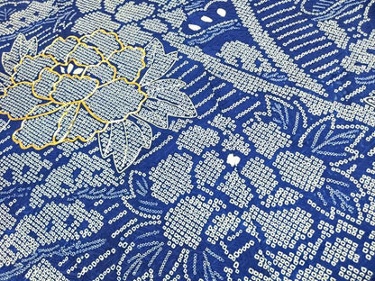 平和屋着物●豪華振袖　駒刺繍　絞り　草花文　正絹　逸品　AABJ4791fy