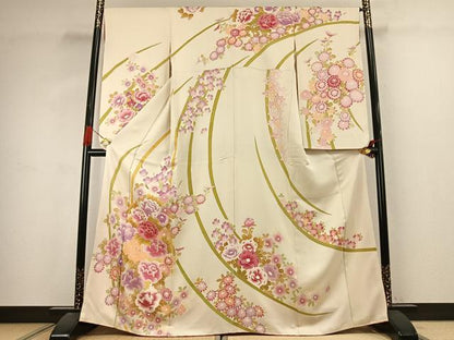 平和屋着物●豪華振袖　草花文　正絹　逸品　AABJ4792fy