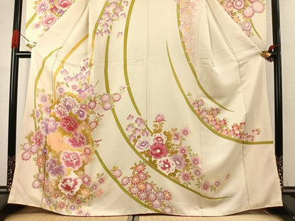 平和屋着物●豪華振袖　草花文　正絹　逸品　AABJ4792fy