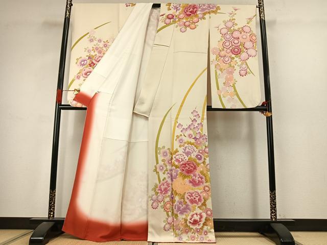 平和屋着物●豪華振袖　草花文　正絹　逸品　AABJ4792fy