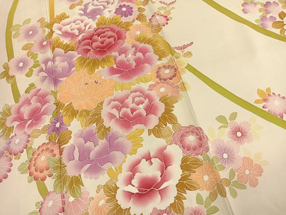 平和屋着物●豪華振袖　草花文　正絹　逸品　AABJ4792fy