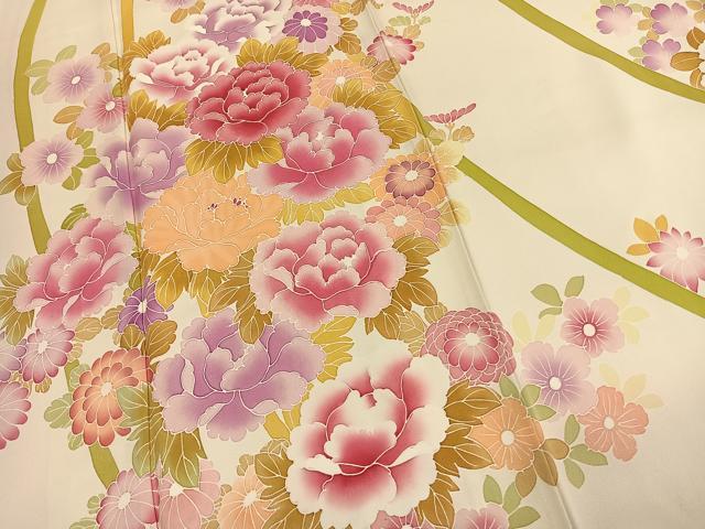 平和屋着物●豪華振袖　草花文　正絹　逸品　AABJ4792fy