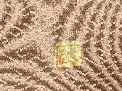 平和屋着物●上質な色無地　紗綾形地紋　薄柿色　正絹　逸品　AABJ4795fy