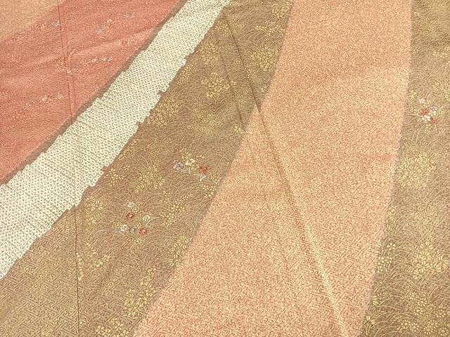 平和屋着物●訪問着　絞り　刺繍　草花文　金彩　正絹　逸品　未使用　AABJ4798fy
