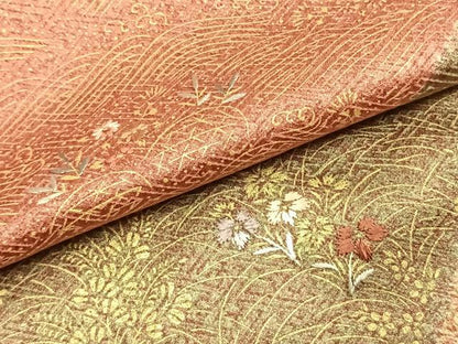 平和屋着物●訪問着　絞り　刺繍　草花文　金彩　正絹　逸品　未使用　AABJ4798fy