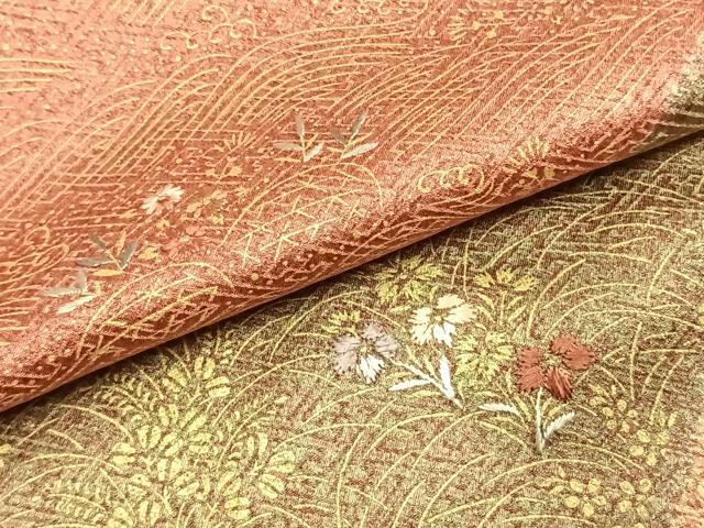 平和屋着物●訪問着　絞り　刺繍　草花文　金彩　正絹　逸品　未使用　AABJ4798fy