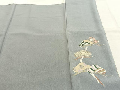 平和屋着物●訪問着　友禅　駒刺繍　舟　蔦の葉文　暈し染め　金彩　ロング丈　正絹　逸品　AABJ4799fy