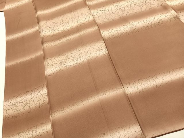 平和屋着物●上質な小紋　横段舞葉文　暈し染め　まるやま扱い　正絹　逸品　AABJ4800fy
