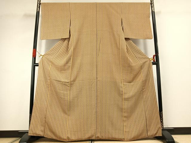 平和屋着物●江戸小紋　縞　正絹　逸品　AABJ4801fy