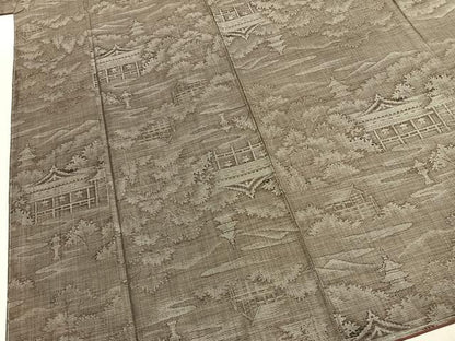 平和屋着物●本場大島紬　9マルキ　古代染色　純泥染　まきぬし　風景文　さが美扱い　証紙付き　正絹　逸品　未使用　AABJ4804fy