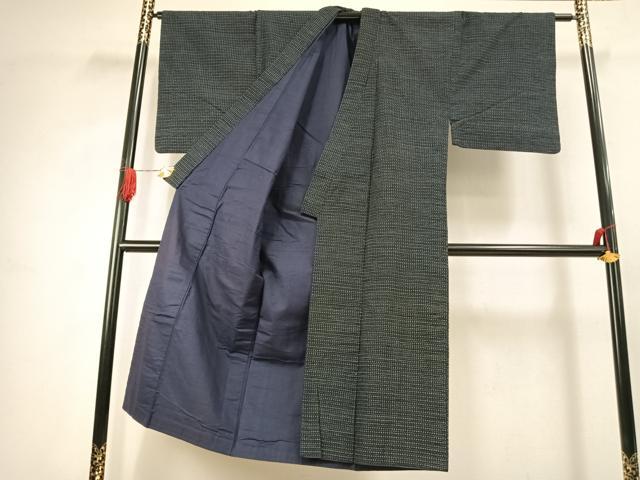 平和屋着物●男性　久留米絣　アンサンブル　横段文　綿　逸品　AABJ4806fy