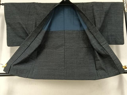 平和屋着物●男性　久留米絣　アンサンブル　横段文　綿　逸品　AABJ4806fy