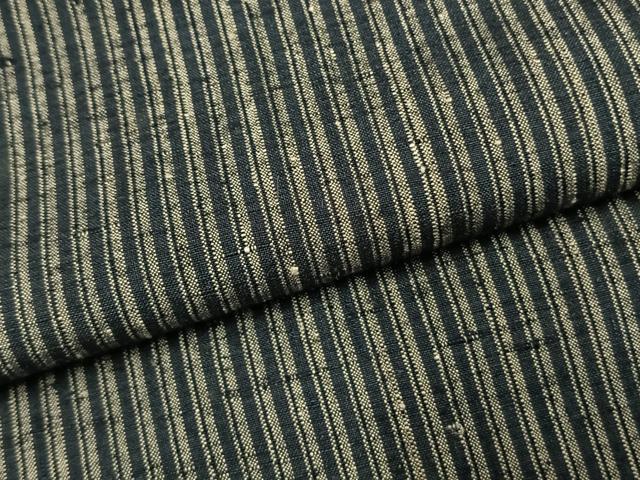 平和屋着物●男性　本場結城玉紬　縞　反端付き　正絹　逸品　AABJ4810fy