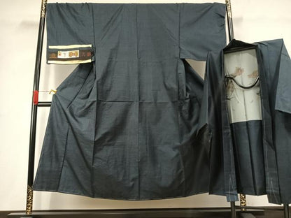 平和屋着物●男性　本場大島紬　アンサンブル　手織　亀甲柄　新納光夫作　証紙付き　正絹　逸品　未使用　AABJ4812fy