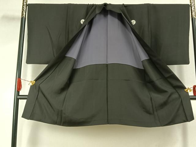 平和屋着物●男性　黒紋付　羽織セット　正絹　逸品　AABJ4813fy